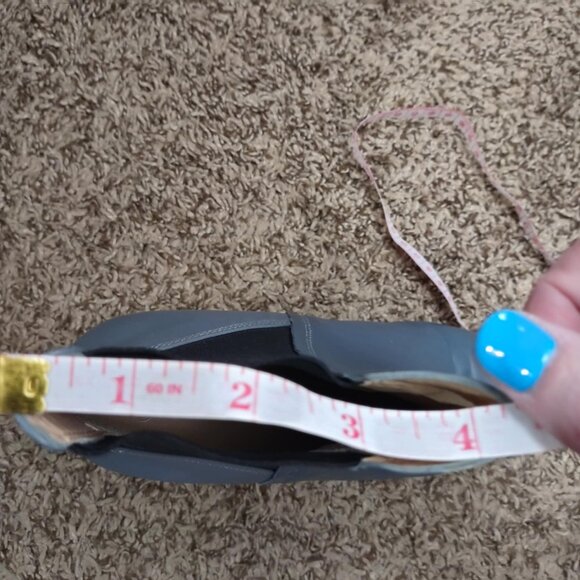 Women's Size 5 Blue Leather Pointed Toe Ankle Boots Block Heel Minimalist Street - Picture 7 of 7